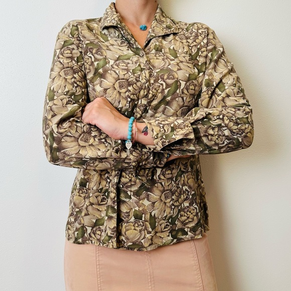 Vintage Silk Appeal 100% silk floral blouse top button down shirt - Picture 4 of 9